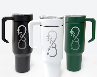 Custom Engraved Nurse Tumbler, Medical 40OZ Tumbler, Custom Tumbler With Straw, Nurse Gift, Nursing Student, RN, CNA, Stethoscope