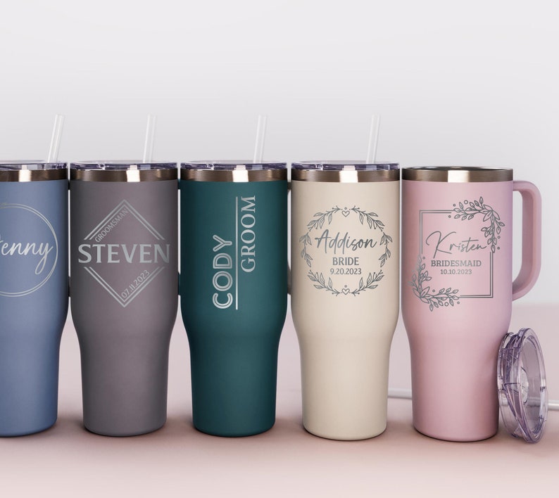 Custom Engraved Tumbler With Handle Stainless Steel Tumbler Etsy