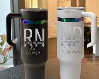 Personalized Nurse Tumbler, Stainless Steel 40oz, RN LPN Gift