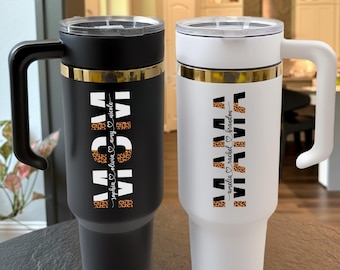 Personalized Mama Tumbler With Kids Names, Mom Tumbler, Custom 40oz Mom Travel Mug, Mothers Day Gift from Kids, Leopard Mama Tumbler