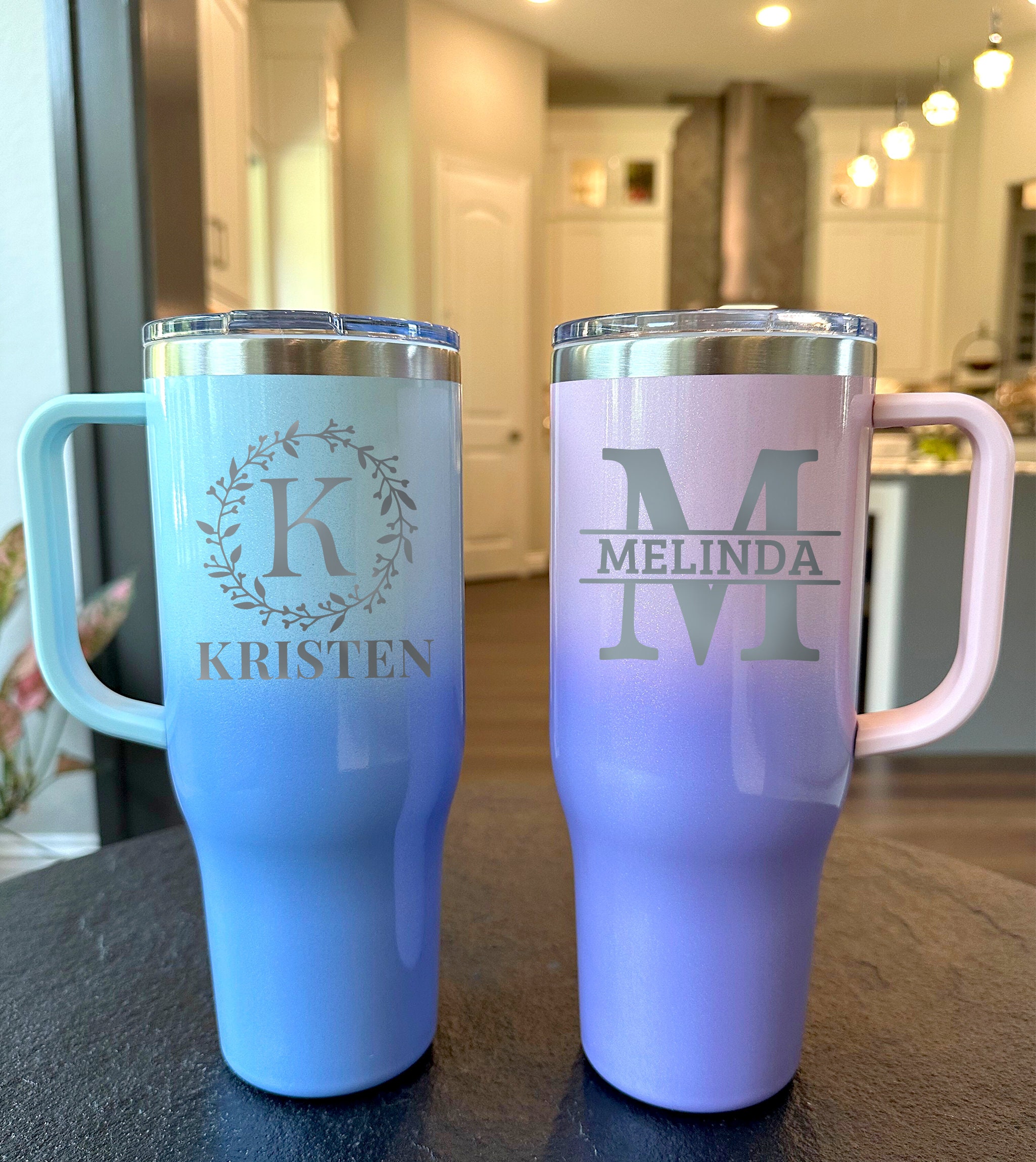 Personalized Engraved Tumbler With Handle 40 Oz Stainless Etsy