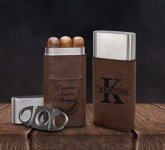 Cigar Case with Cutter - Sugar Skull Leather Cigar Case with Cutter - Sugar Skull Leather