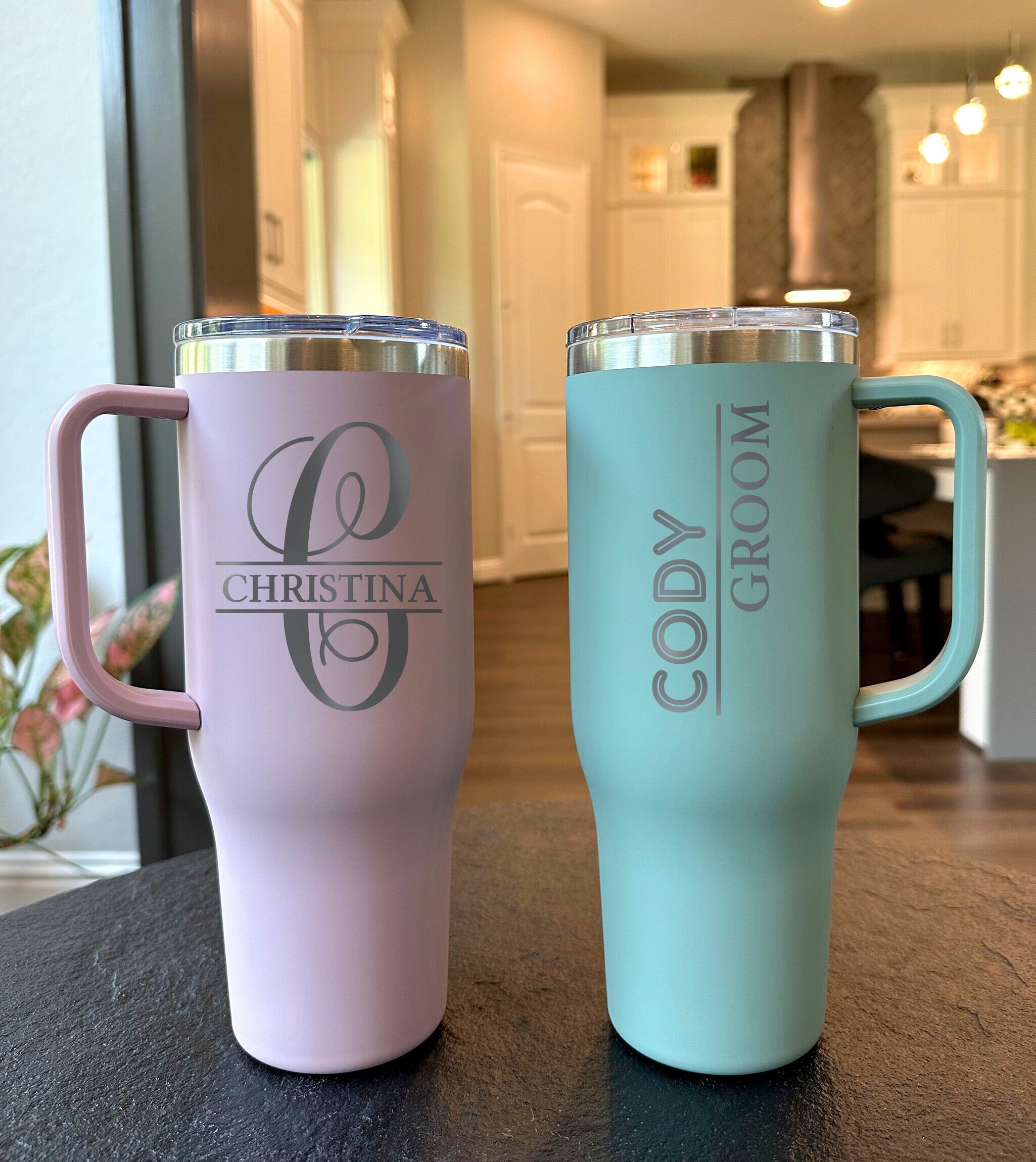 Custom engraved tumbler with handle stainless steel tumbler etsy