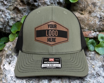 Personalized Leather Patch Hat, Hat with Custom Logo, Richardson 112 Hat, Custom Company Logo Snapback Hat, Custom Name Engraved Patch Hat