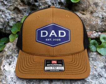 Custom Dad Est Patch Hat, Dad Birthday Gift, Leather Patch Hat, Personalized Hat, New Dad Hat, New Dad Gift, Grandpa Cap, Snapback Dad Hat