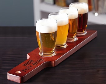 Personalized Beer Flight Paddle, Custom Beer Flight With Glass, Beer Tasting Flight Board, Beer Flight Set, Wedding Gift, Groomsman Gift