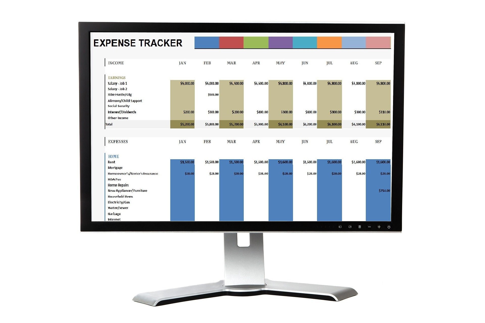 Digital Expense Tracker Excel Template: Budget Planner & Monthly ...