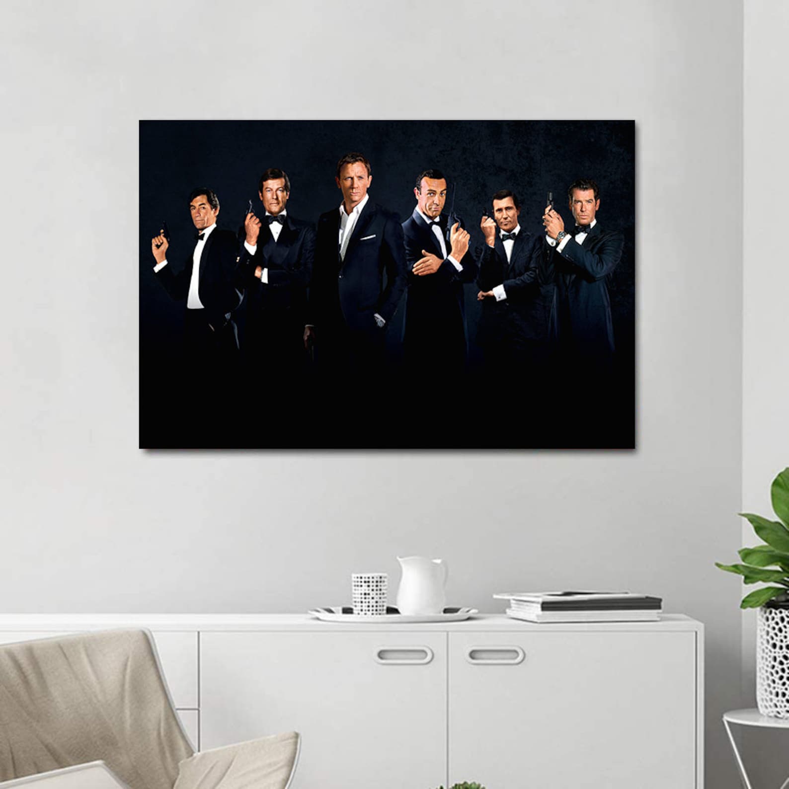 James Bond Canvas Wall Art All the Bonds Wall Art James Bond Etsy