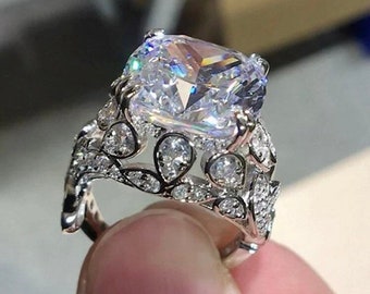 Cristal Cube Zircone Luxe Fiançailles Promise Bague