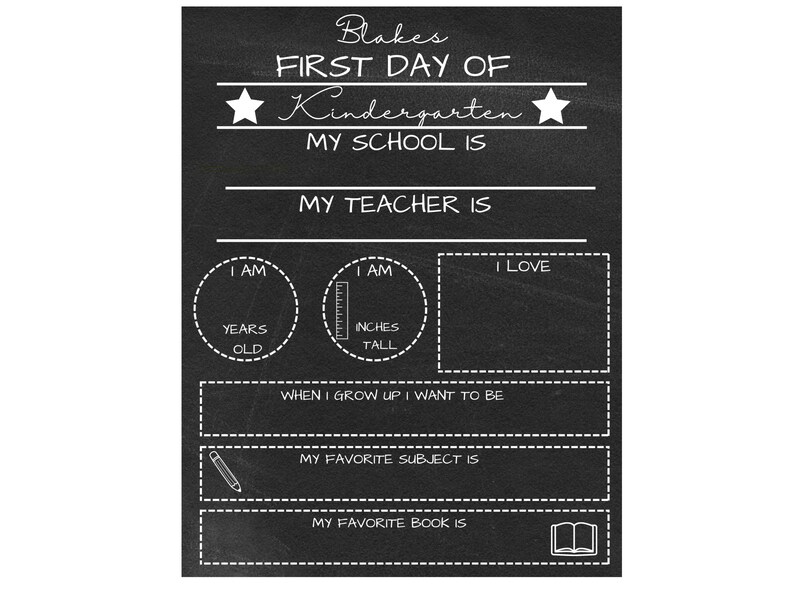 Back to School Chalkboard Sign| Kindergarten Sign| Canva Template|back ...