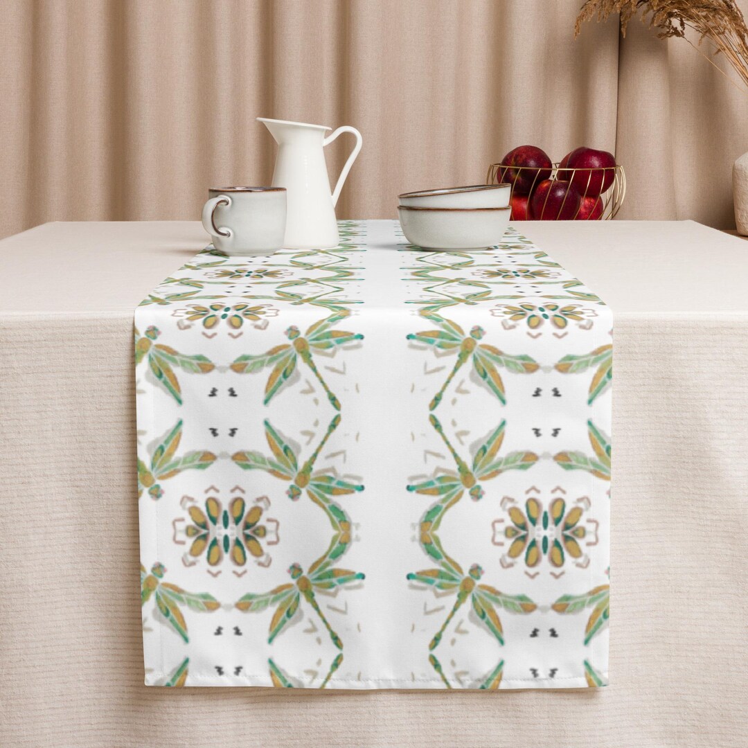 No.15 Dragonfly Floral Table Runner - Etsy