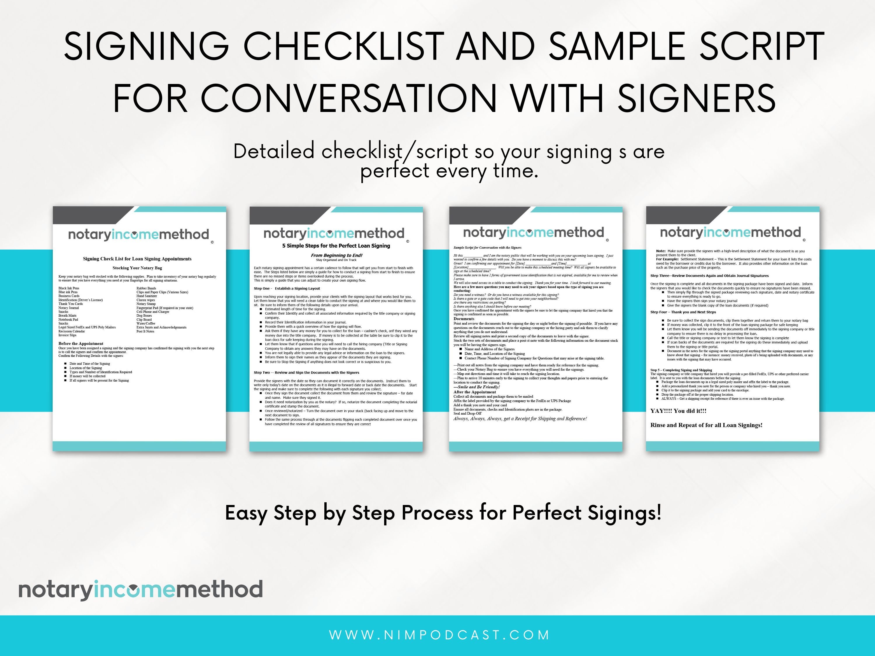 Loan Signing Agent Checklist Loan Signing Agent Loan Signing Loan Agent