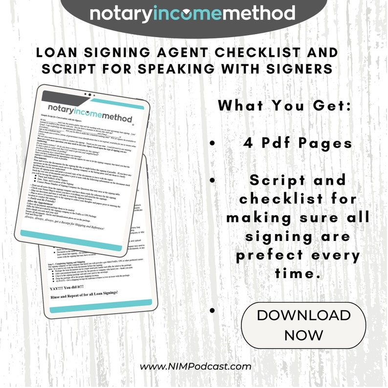 Loan Signing Agent Checklist Loan Signing Agent Loan Signing Loan Agent