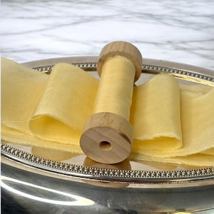 Daffodil Yellow Silk Chiffon Ribbon, 2&quot; wide | handmade + hand-dyed for wedding flowers, wands, wreaths, lei, invitations + flat lay styling