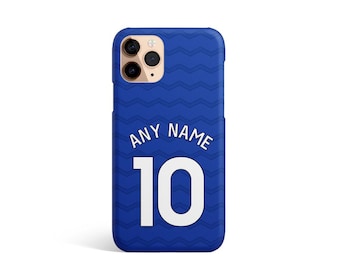 Funda de teléfono personalizada no oficial inspirada en la camiseta del Everton. Cualquier nombre y número.