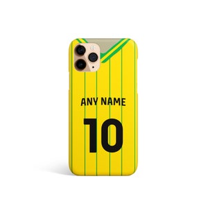 Étui de téléphone de football inspiré du maillot domicile de Norwich City personnalisé non officiel. N&#39;importe quel nom - n&#39;importe quel numéro