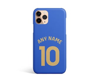 Funda para móvil inspirada en la camiseta local del Birmingham City 25/26 (no oficial). Personalizable con nombre y número.