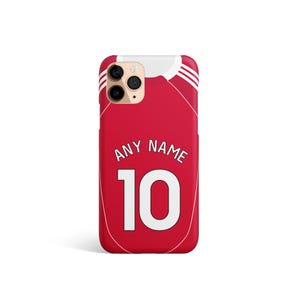 Nieoficjalne etui na telefon inspirowane domową koszulką Liverpoolu 25/26. Dowolne imię i numer.