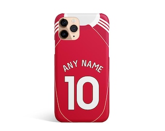 Onofficieel op voetbal gebaseerd voetbaltelefoonhoesje op 25/26-thuisshirt van Liverpool. Elke naam - elk nummer