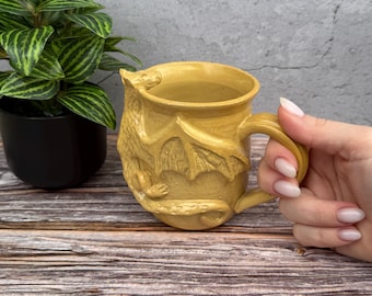 Handmade Dragon Mug - Unique Ceramic Coffee Cup