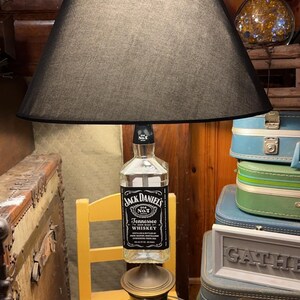 Reclaimed/Repurposed Jack Daniels Bottle Accent Desk Lamp/Bourbon/Whiskey/Liquor/Gifts for Him/Gifts for Her/Mancave/Groomsmen Gift/Birthday