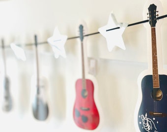 Let’s ParTAY! Eras Music Party Supplies with Banner and Cupcake Toppers (36 Pcs) Guitars and Stars Cutouts