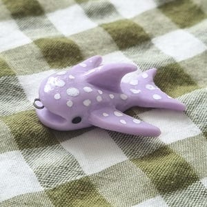 Clay whale shark keychain charm
