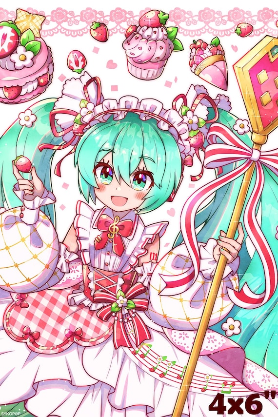 15th Anniversary Hatsune Miku (strawberry) Print - Etsy
