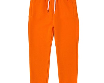 Mavipink Boys' fleece stretchy soft Orange colored sweatpants.