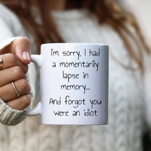 Momentarily lapse in memory, forgot you were an idiot, gag gift for friend, funny lapse in memory mug, why am I surrounded by idiots