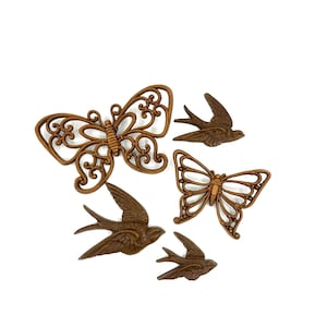 Vintage Schmetterlinge & Vögel | Boho Style Styroco Wandbehang Schmetterling und Vogel Set