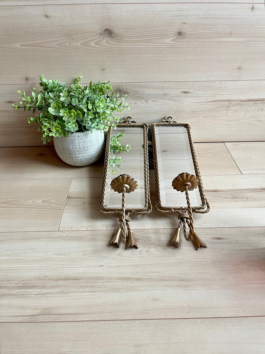 Vintage Victorian Style Mirror Wall Sconce Set Hanging Etsy