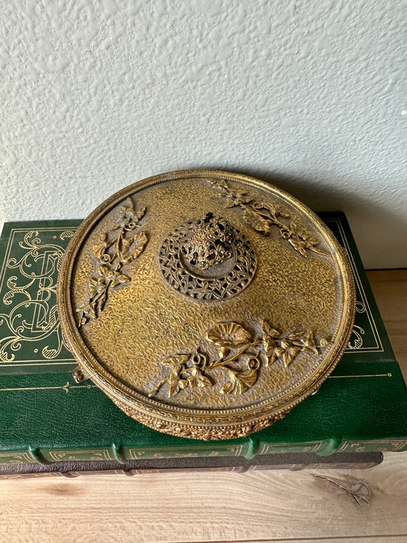 Vintage Trinket Dish | Ornate Brass Jewelry Dish - image 3