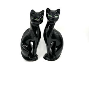 Vintage Black Cat Figurines | MCM Style Ceramic Cat Decor
