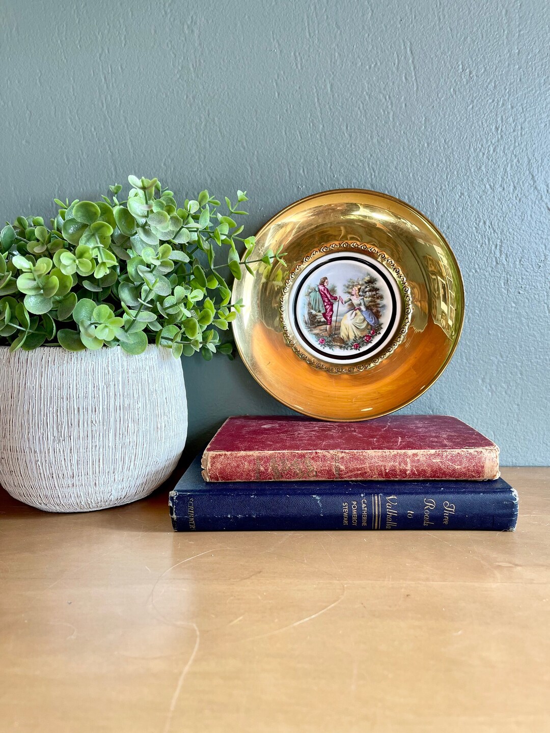 Vintage Solid Brass Wall Hanging Plate Victorian Art Print Etsy