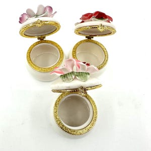 Vintage Floral Porcelain Trinket Box Set