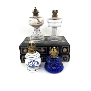 Vintage Oil Lamp Set | Small Glass Oil Lamps Without Chimneys