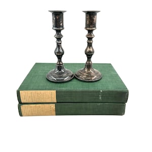 Vintage Candlestick Holder | Silver Gothic Style Candlestick Holders