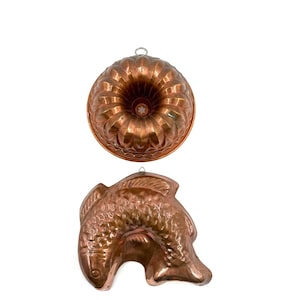 Vintage Copper Mold Set | Copper Wall Decor | Rustic Kitchen Decor | Cottage Core Aesthetic