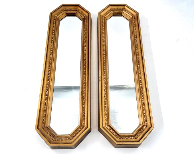 Vintage Mirror Wall Decor | Homco Gold Mirror Set - Etsy