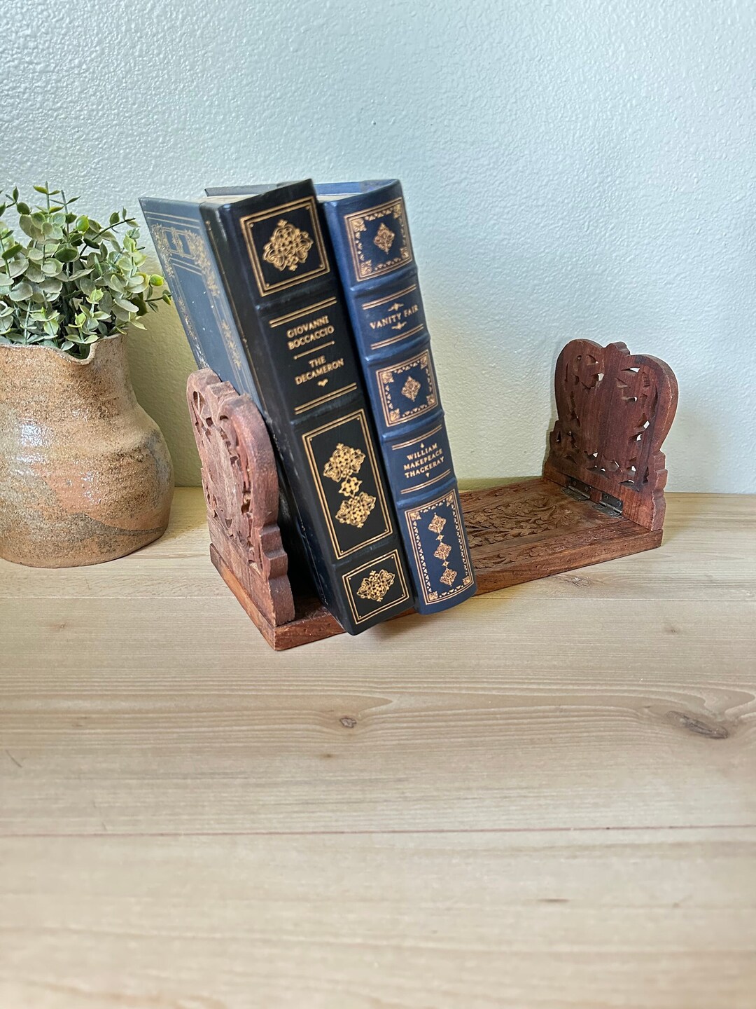 Vintage Book Holder Carved Wooden Expandable Book Holder Etsy