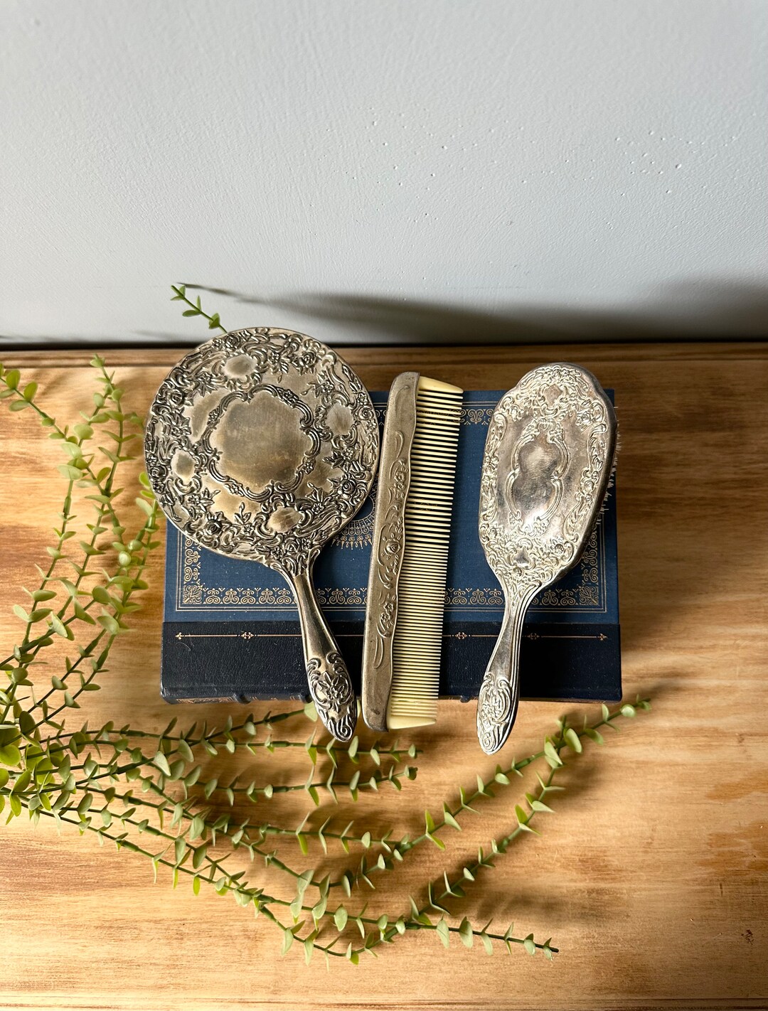 Vintage Vanity Set Godinger Silver Plated Mirror, Brush & Comb Set Etsy