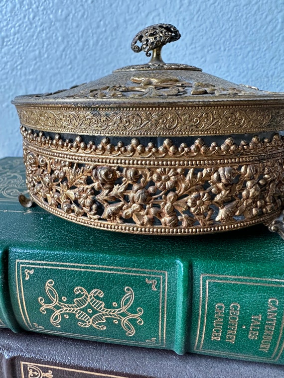 Vintage Trinket Dish | Ornate Brass Jewelry Dish - image 8