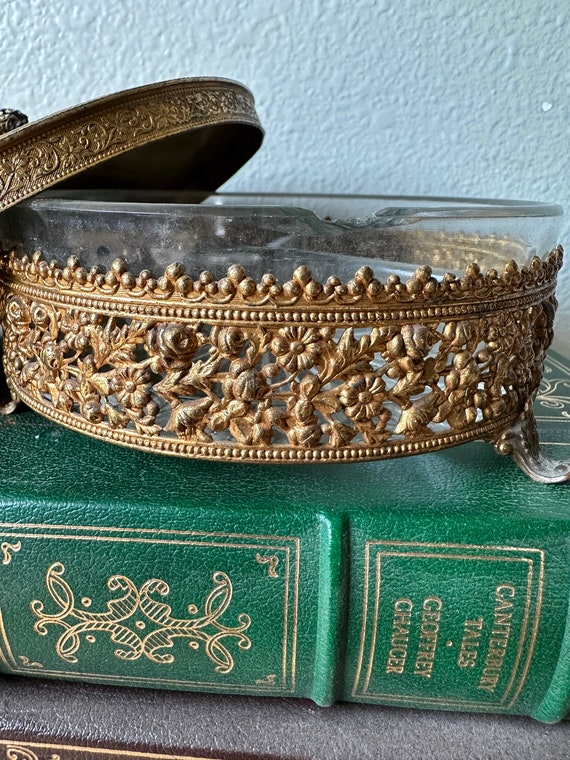 Vintage Trinket Dish | Ornate Brass Jewelry Dish - image 7