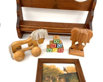 Vintage Nursery Decor Set | Rustic Baby Room Decor | Shelf & Knick-Knacks