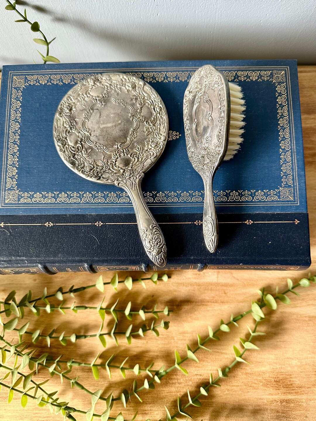 Vintage Vanity Set Mini Godinger Silver Plated Mirror & Brush Set Etsy