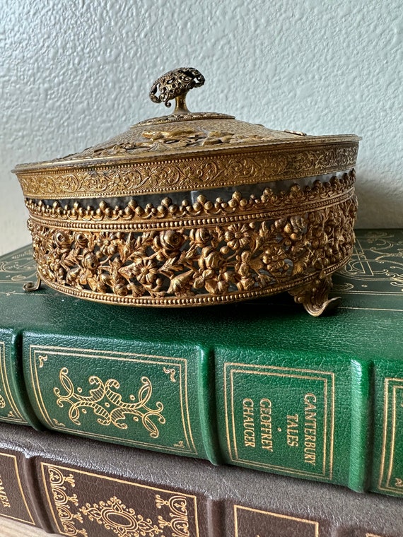 Vintage Trinket Dish | Ornate Brass Jewelry Dish - image 4