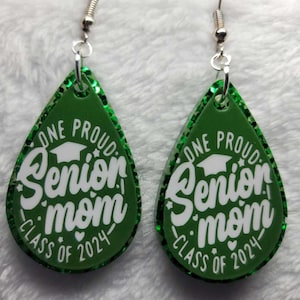 2025 Senior mom teardrop earrings, double sided Teardrop earrings, Proud mom, Customized to school colors, Epoxy, gift for mom, graduation