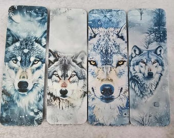Winter Wolf bookmark/Double sided bookmark/Book lover gift/Gift for anyone/Wolf  lovers bookmark/reader gift/Wolf in Winter/Book Shelf/Snow