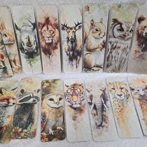 Realistic Forest animal bookmark/Double sided bookmark/Book lover/Gift for anyone/Colorful Bookmark/Wildlife animal bookmark/Set of 8
